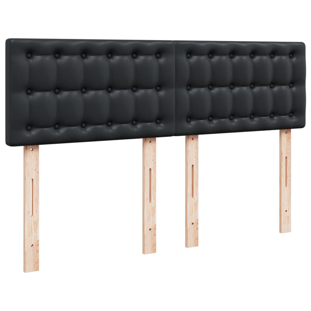 vidaXL Κρεβάτι Boxspring με Στρώμα Μαύρο 140x200εκ.από Συνθετικό Δέρμα