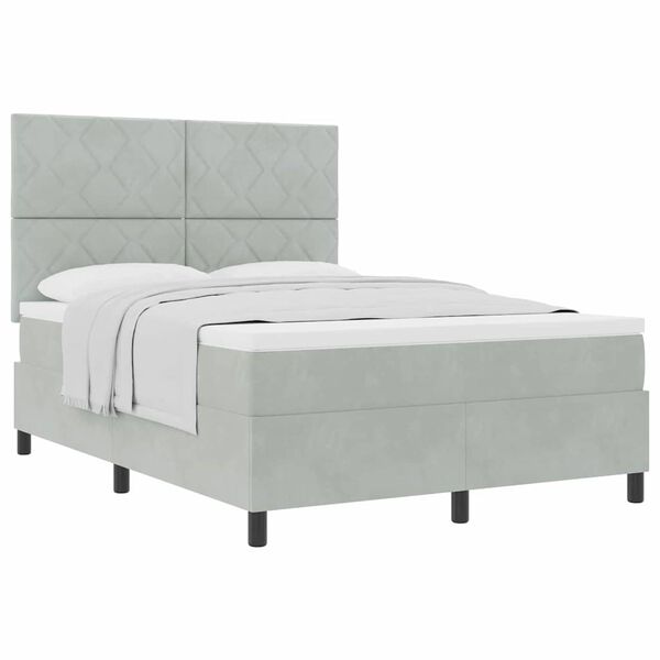 vidaXL Κρεβάτι με ελατήρια με στρώμα Ανοιχτό γκρι 140 x 200 cm Βελούδο