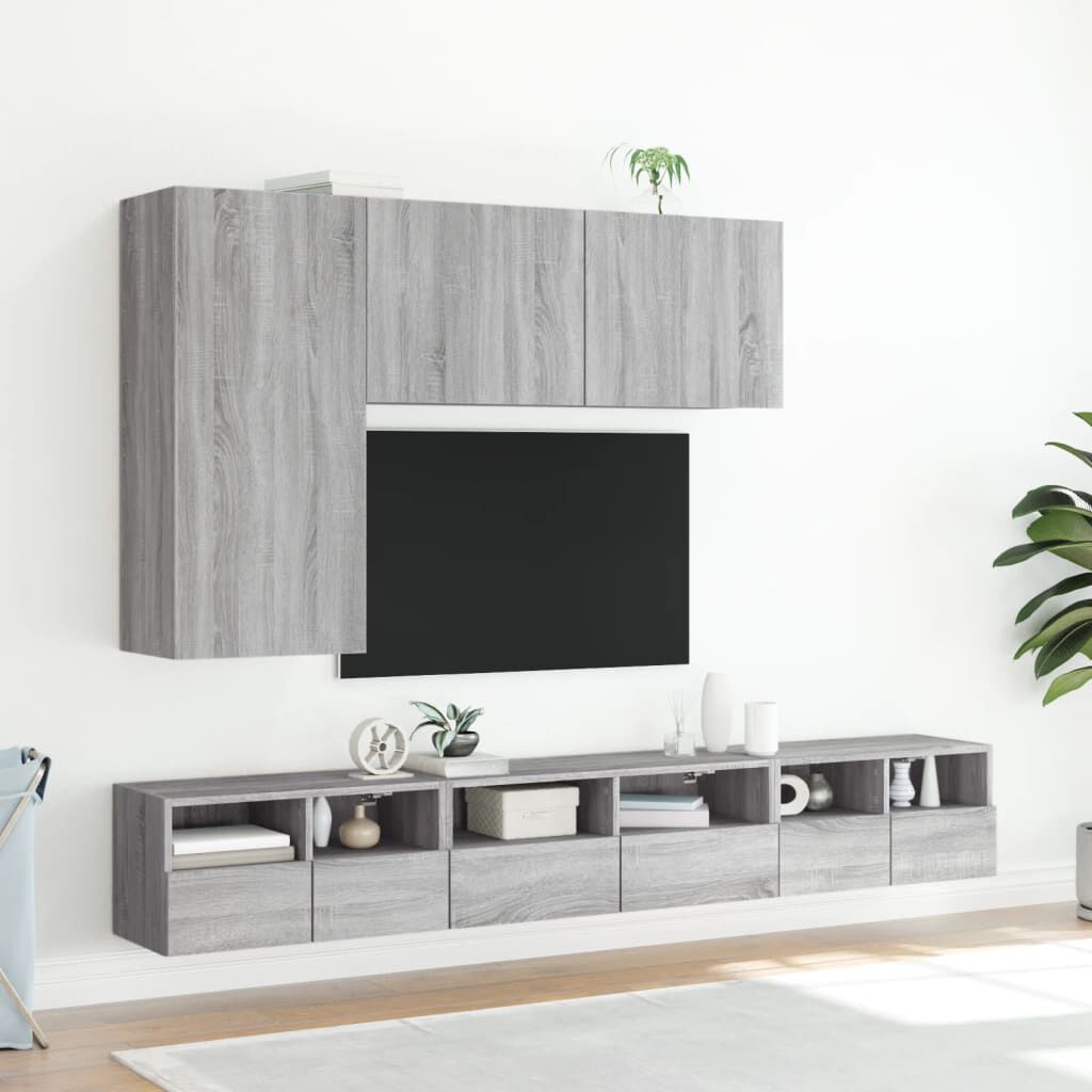 vidaXL Έπιπλα Τοίχου Τηλεόρασης 2τεμ Γκρι Sonoma 60x30x30εκ Επεξ. Ξύλο