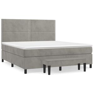 vidaXL Κρεβάτι Boxspring με Στρώμα Ανοιχτό Γκρι 180x200 εκ. Βελούδινο