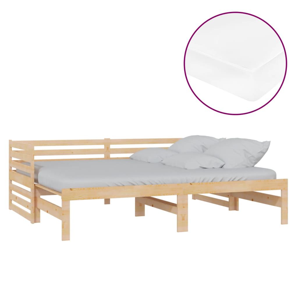vidaXL Καναπές Κρεβάτι Συρόμενος 2x(90x200) εκ. από Μασίφ Ξύλο Πεύκου