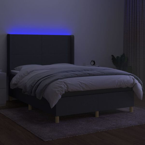 vidaXL &Kappa;&rho;&epsilon;&beta;ά&tau;&iota; Boxspring &mu;&epsilon; &Sigma;&tau;&rho;ώ&mu;&alpha; & LED &Sigma;&kappa;.&Gamma;&kappa;&rho;&iota; 140x200 &epsilon;&kappa; &Upsilon;&phi;&alpha;&sigma;&mu;ά&tau;&iota;&nu;&omicron;