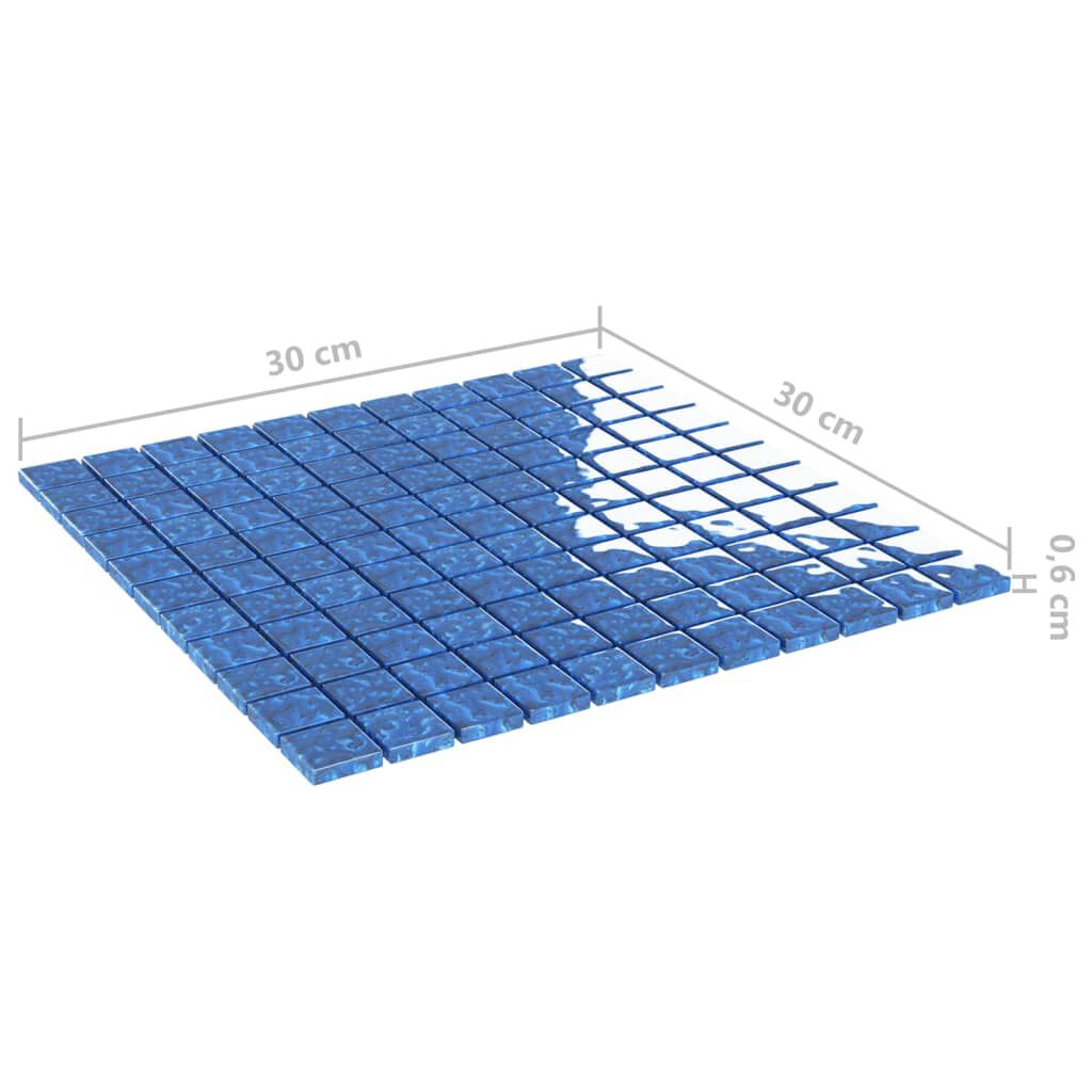 vidaXL Μωσαϊκά Πλακάκια 11 τεμ. Μπλε 30 x 30 εκ. Γυάλινα