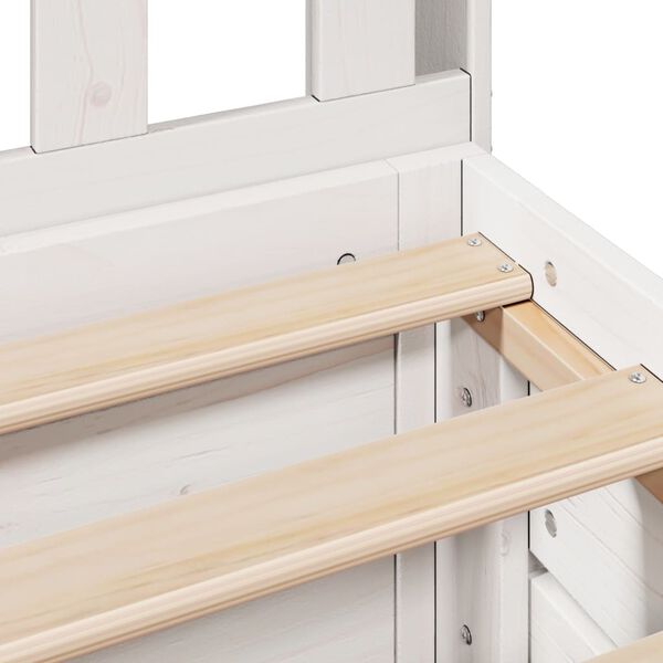 vidaXL Κρεβάτι Βιβλιοθήκη Χωρίς Στρώμα Λευκό 135x190 εκ Μασίφ Πεύκο