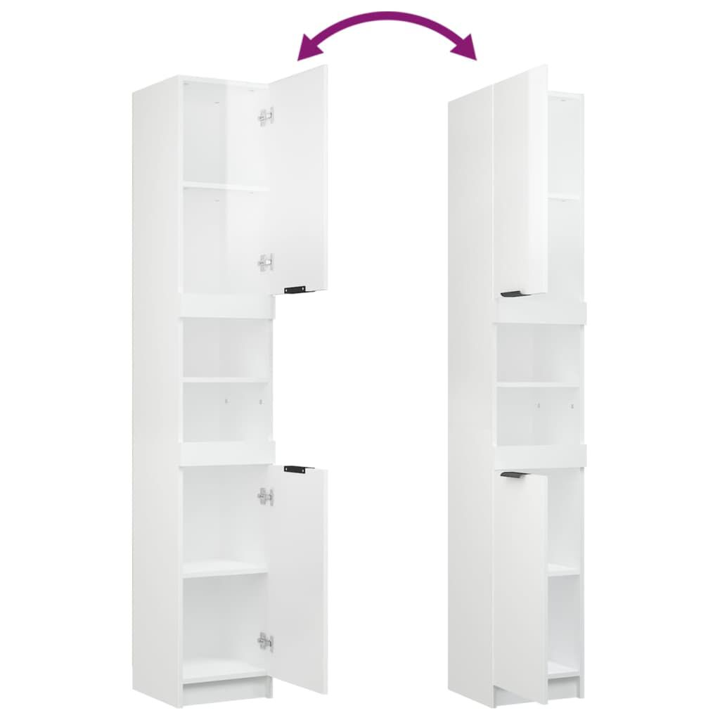 vidaXL Ντουλάπι Μπάνιου Γυαλιστερό Λευκό 32x34x188,5 εκ. Επεξεργ. Ξύλο