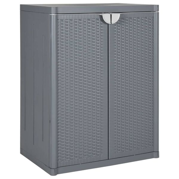 vidaXL Ντουλάπι Αποθήκευσης Κήπου Γκρι 65x45x88 εκ. από Ρατάν PP