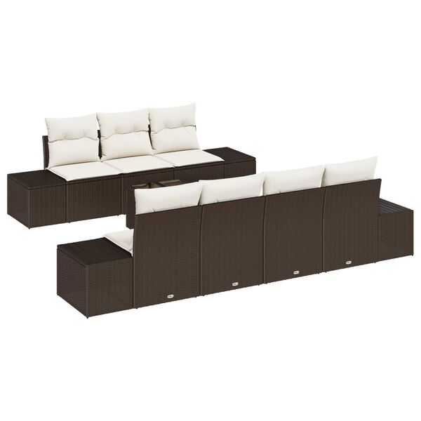 vidaXL Σετ Καναπέ Κήπου 8 pcs Καφέ Πολυ ράταν