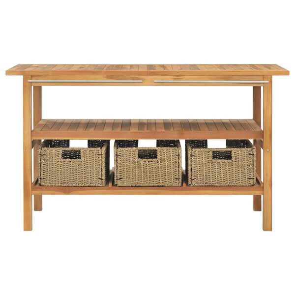 vidaXL Έπιπλο Μπάνιου με Κρεμ Μαρμάρινους Νιπτήρες από Ξύλο Teak