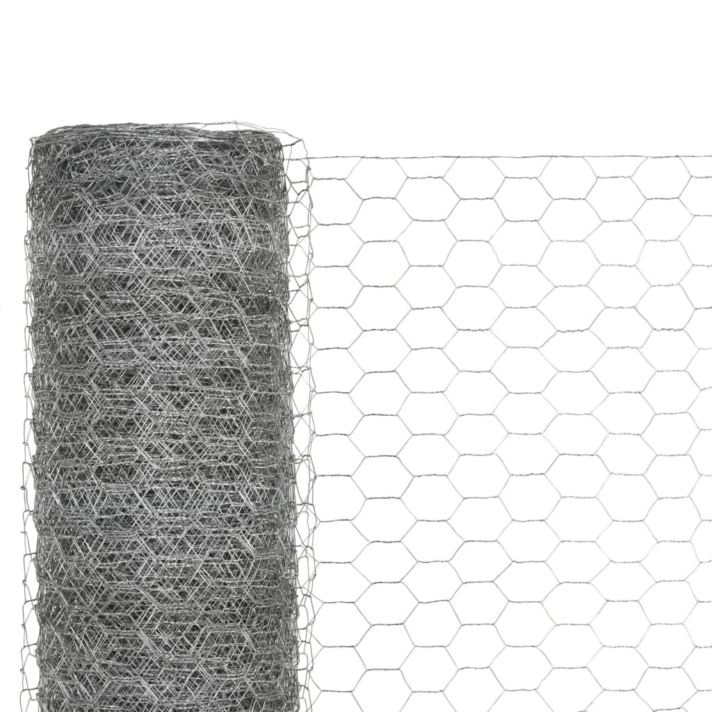 vidaXL Συρματόπλεγμα Κοτετσόσυρμα Ασημί 25 x 1,5 μ. Γαλβαν. Ατσάλι