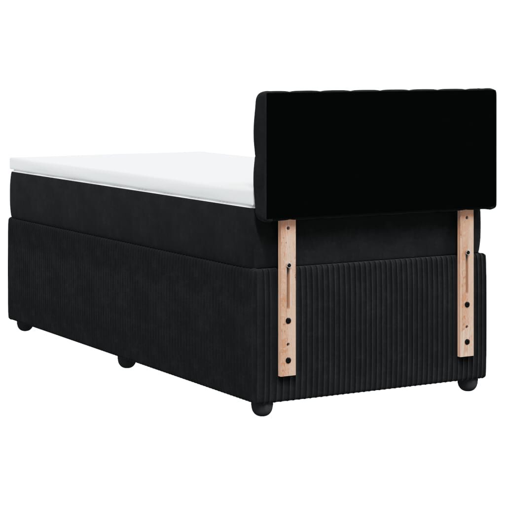 vidaXL Κρεβάτι Boxspring με Στρώμα Μαύρο 80 x 200 εκ. Βελούδινο