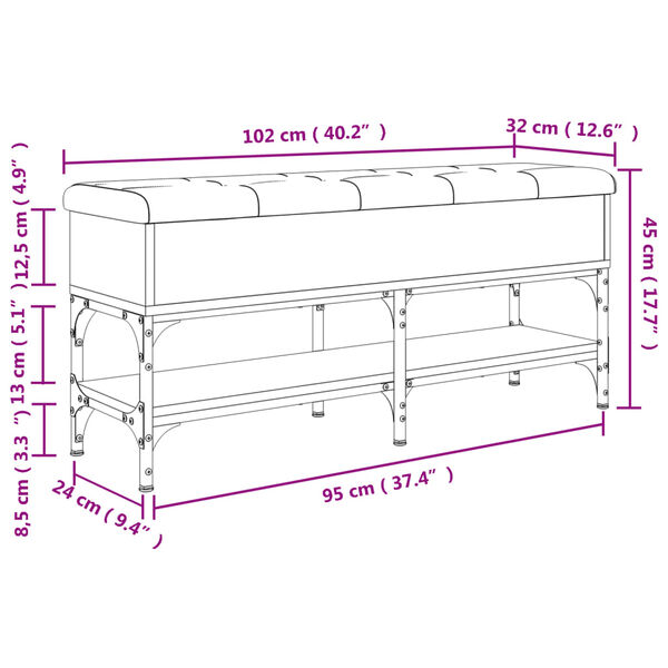 vidaXL Παπουτσοθήκη Γκρι Sonoma 102x32x45εκ. από Επεξεργασμένο Ξύλο