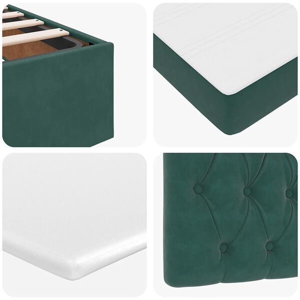 vidaXL Οθωμανικό κρεβάτι με στρώματα&LEDs Dark Green 180x200cm Velvet