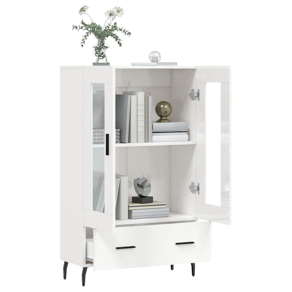 vidaXL Ντουλάπα Γυαλ. Λευκό 69,5 x 31 x 115 εκ. από Επεξεργασμένο Ξύλο