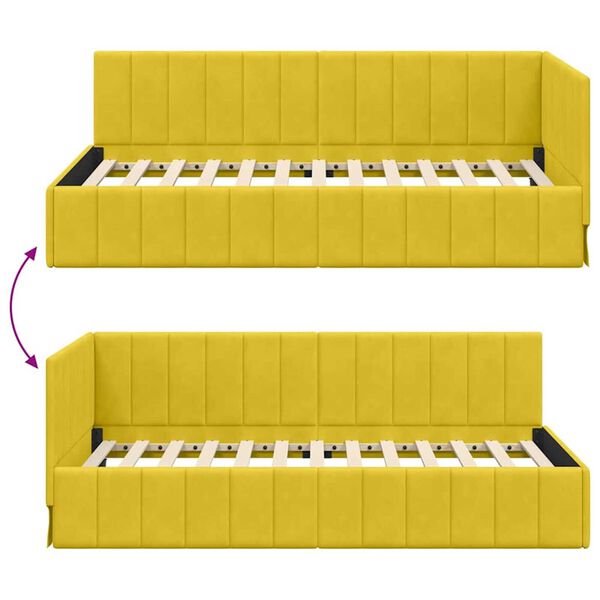 vidaXL Κρεβάτι Γωνίας με κεφαλάρι Κίτρινο 90 x 200 cm Βελούδο