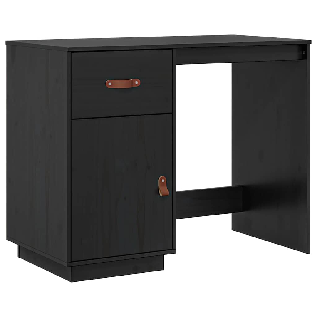 vidaXL Γραφείο Μαύρο 95x50x75 εκ. από Μασίφ Ξύλο Πεύκου