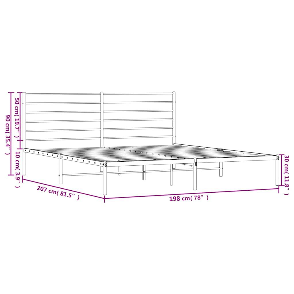 vidaXL Πλαίσιο Κρεβατιού με Κεφαλάρι Λευκό 193 x 203 εκ. Μεταλλικό
