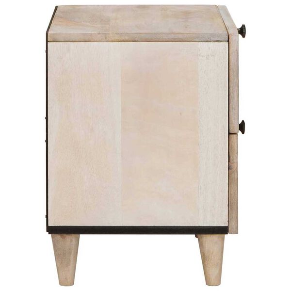 vidaXL Κομοδίνο με συρτάρι Μπεζ 40 x 33 x 46 εκ. Μασίφ ξύλο μάνγκο