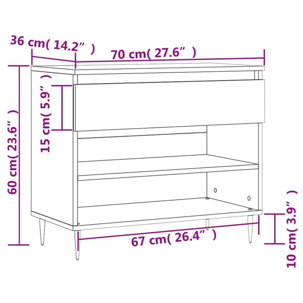 vidaXL Παπουτσοθήκη Λευκή 70 x 36 x 60 εκ. από Επεξεργασμένο Ξύλο