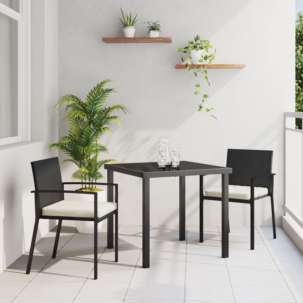 vidaXL 7 Τεμαχίων Σετ Υπαίθριας Τραπεζαρίας Μαύρο Πολυ Ρατάν