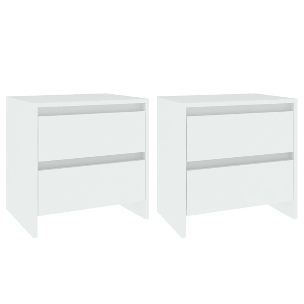 vidaXL Κομοδίνα 2 τεμ. Λευκά 45 x 34,5 x 44,5 εκ. από Επεξ. Ξύλο