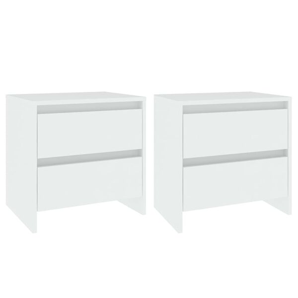 vidaXL Κομοδίνα 2 τεμ. Λευκά 45 x 34,5 x 44,5 εκ. από Επεξ. Ξύλο