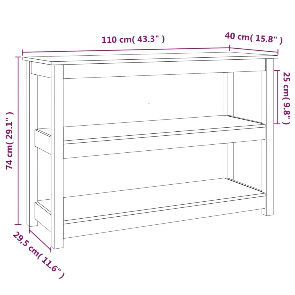vidaXL Τραπέζι Κονσόλα Γκρι 110 x 40 x 74 εκ. από Μασίφ Ξύλο Πεύκου