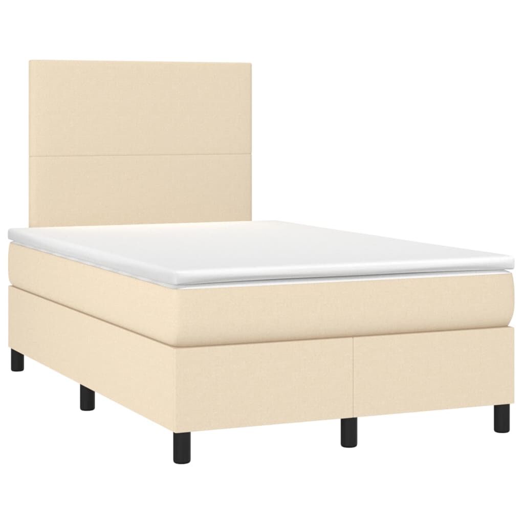 vidaXL Κρεβάτι Boxspring με Στρώμα Κρεμ 120x200 εκ. Υφασμάτινο