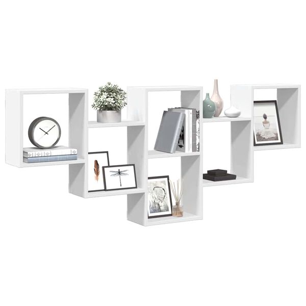 vidaXL Ραφιέρα Τοίχου Λευκό 159x18x66 εκ. από Επεξ. Ξύλο