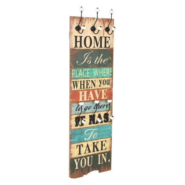 vidaXL Κρεμάστρα Τοίχου «HOME IS» με 6 Γάντζους 120 x 40 εκ.