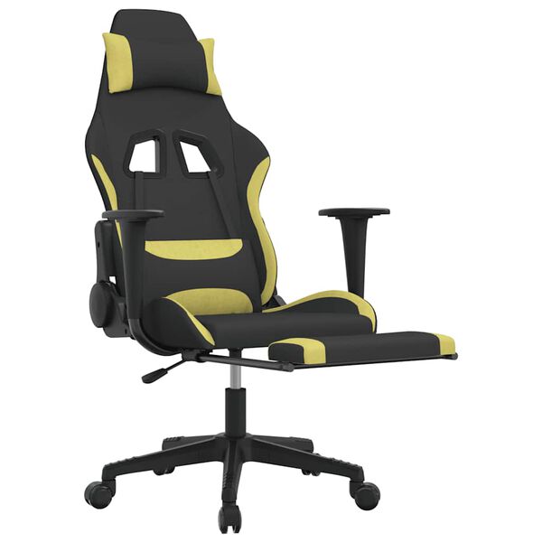 vidaXL Καρέκλα Μασάζ Gaming Μασάζ Υπ. Μαύρη/Αν Γκρι Ύφασμα Υποπόδιο
