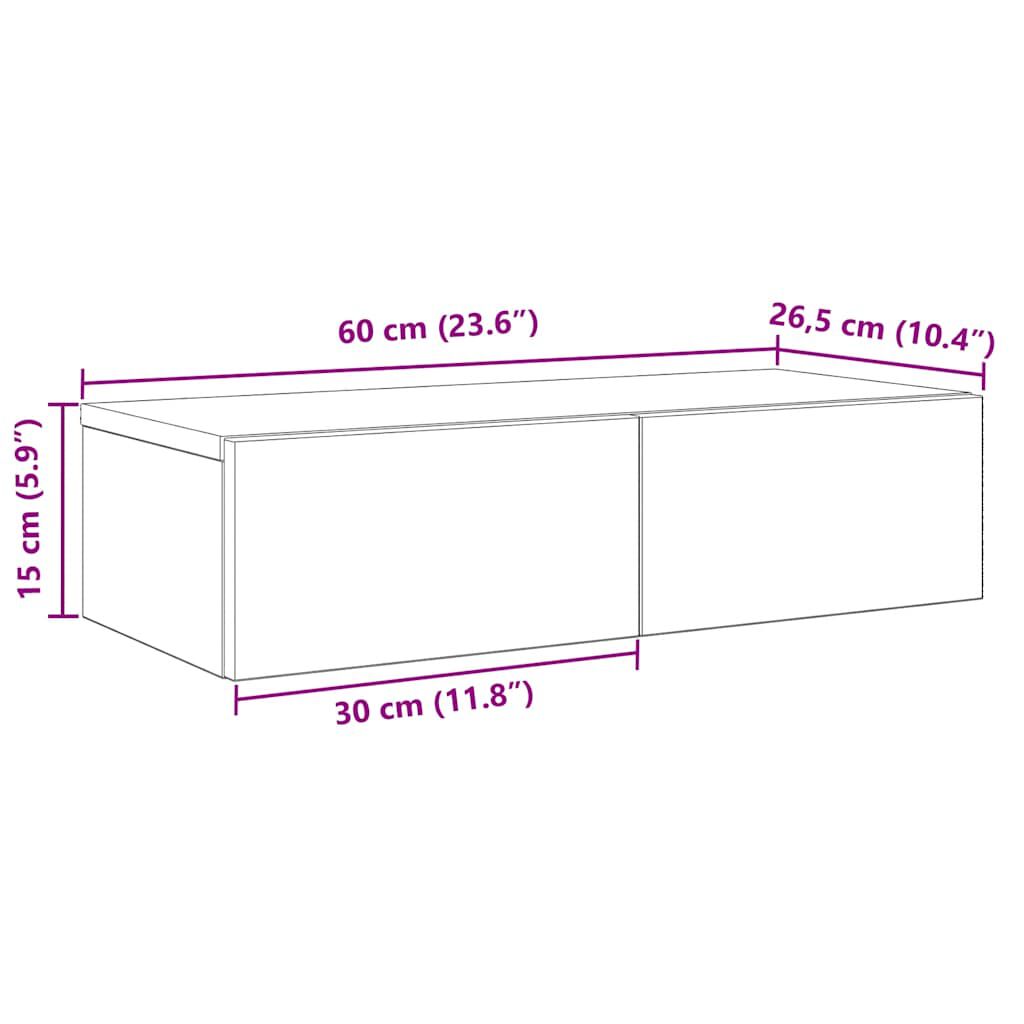 vidaXL Ράφι τοίχου με συρτάρια Λευκό 60x26,5x15 cm Κατασκευασμένο ξύλο