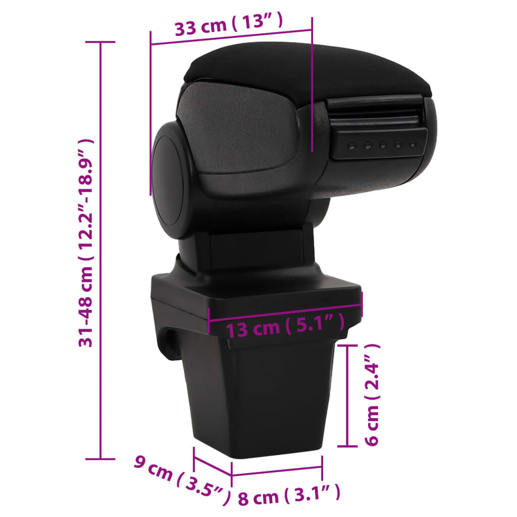 vidaXL Τεμπέλης Αυτοκινήτου Μαύρος 13x33x(31-48) εκ. από ABS