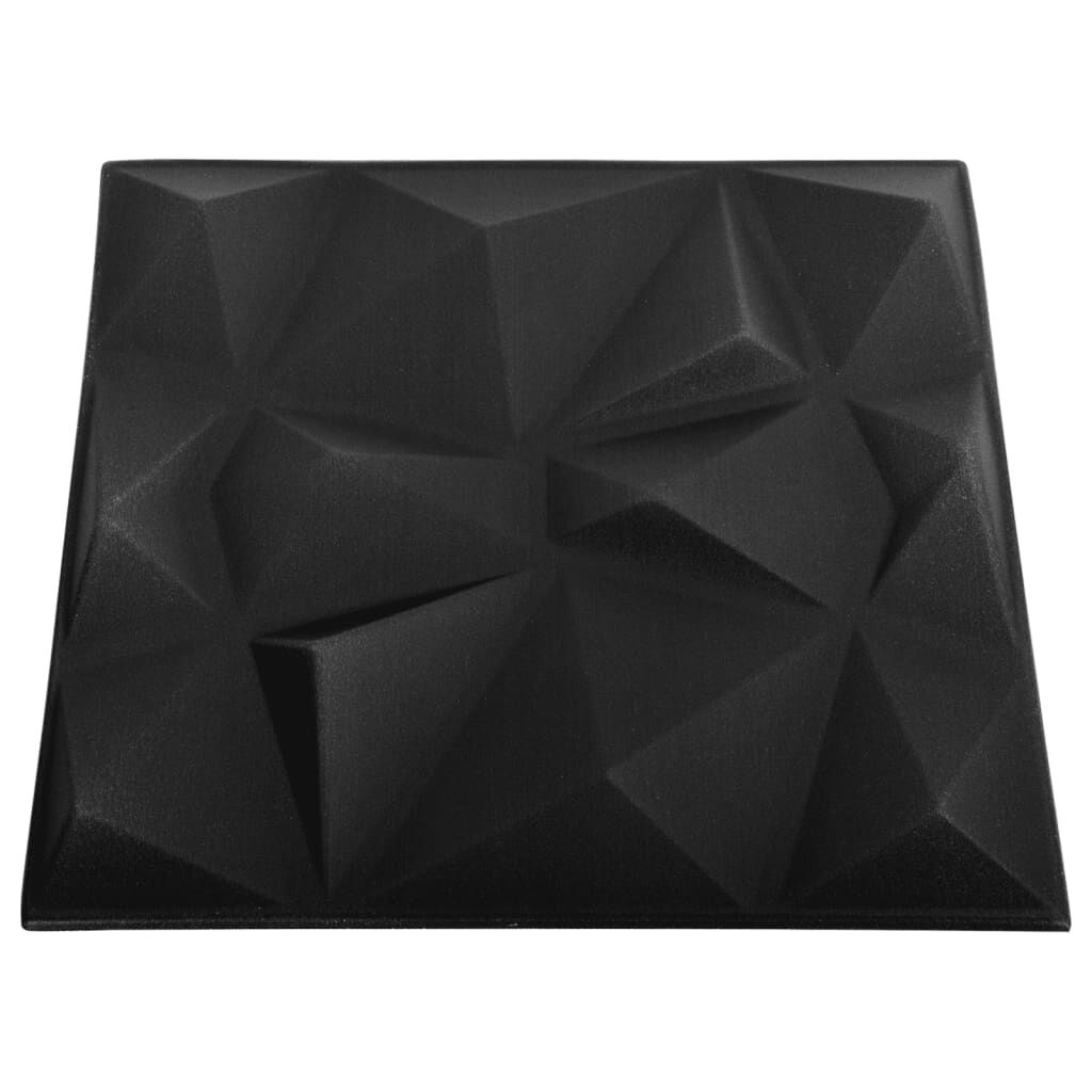 vidaXL Πάνελ Τοίχου 3D 12 τεμ. Μαύρο Διαμαντιού 50 x 50 εκ. 3 μ²