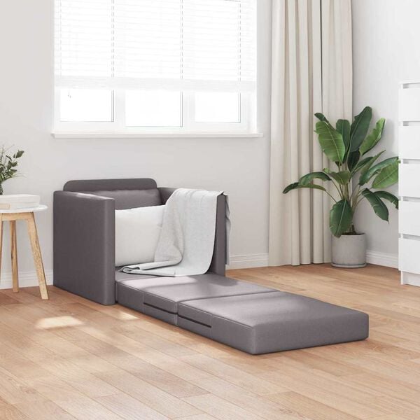 vidaXL Καναπές-Κρεβάτι Δαπέδου 2 σε 1 Γκρι 112x174x55 εκ. Συνθ. Δέρμα