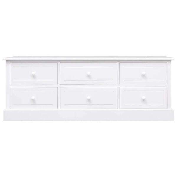 vidaXL Έπιπλο Τηλεόρασης Λευκό 108x30x40 εκ. από Μασίφ Ξύλο Παυλώνιας