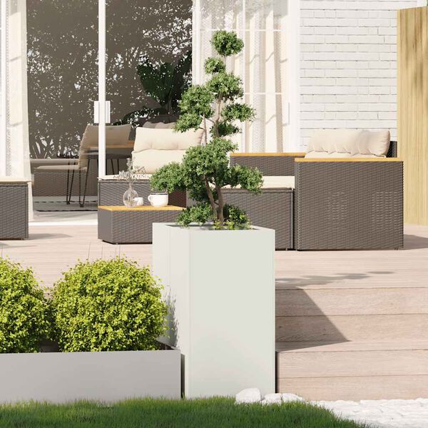 vidaXL Ζαρντινιέρα Λευκή 40x80x80 εκ. από Χάλυβα