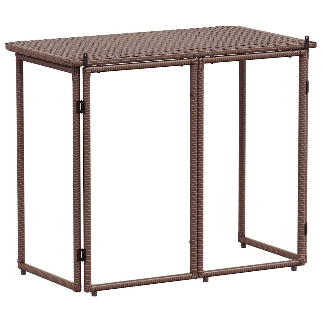 vidaXL Πτυσσόμενο τραπέζι κήπου καφέ 90x51x75 cm Poly Rattan