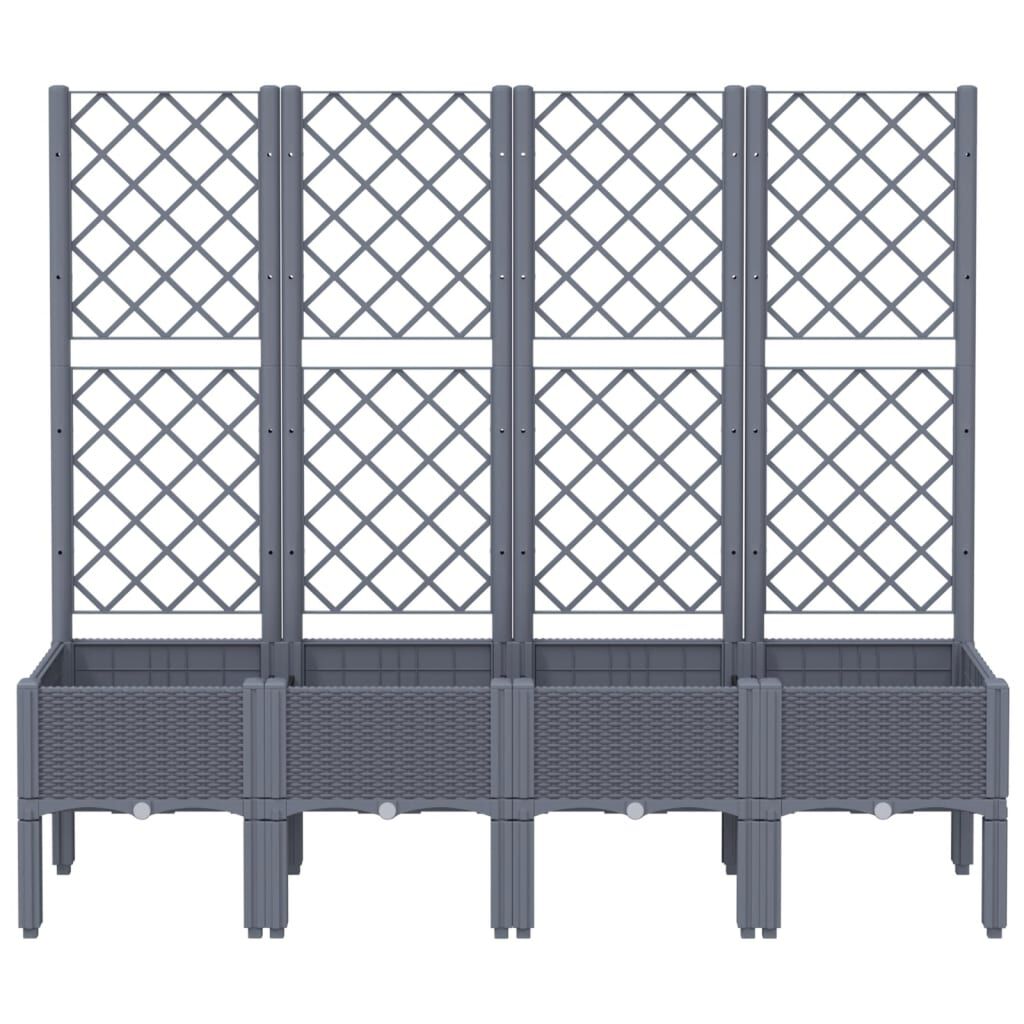 vidaXL Ζαρντινιέρα Κήπου με Καφασωτό Γκρι 160x40x142 εκ. από PP