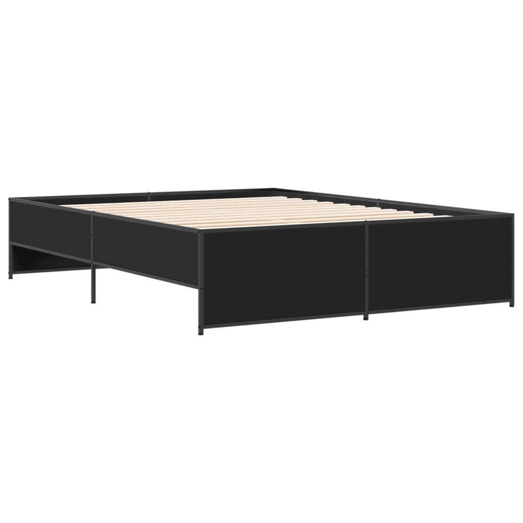 vidaXL Πλαίσιο Κρεβατιού Μαύρο 160 x 200 εκ. Επεξ. Ξύλο & Μέταλλο