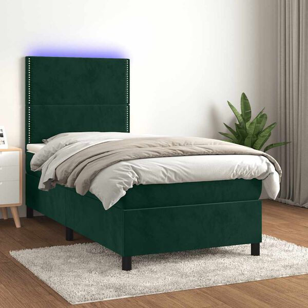 vidaXL &Kappa;&rho;&epsilon;&beta;ά&tau;&iota; Boxspring &mu;&epsilon; &Sigma;&tau;&rho;ώ&mu;&alpha; & LED &Sigma;&kappa;. &Pi;&rho;ά&sigma;&iota;&nu;&omicron; 90x190 &epsilon;&kappa; &Beta;&epsilon;&lambda;&omicron;ύ&delta;&omicron;