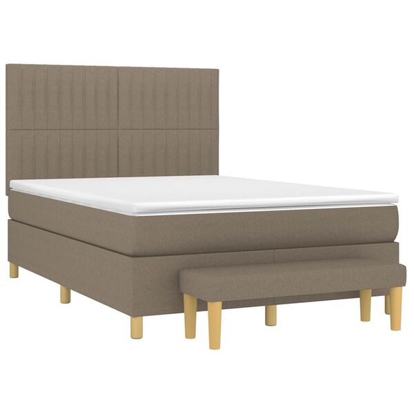 vidaXL &Kappa;&rho;&epsilon;&beta;ά&tau;&iota; Boxspring &mu;&epsilon; &Sigma;&tau;&rho;ώ&mu;&alpha; Taupe 140x190 &epsilon;&kappa;. &Upsilon;&phi;&alpha;&sigma;&mu;ά&tau;&iota;&nu;&omicron;