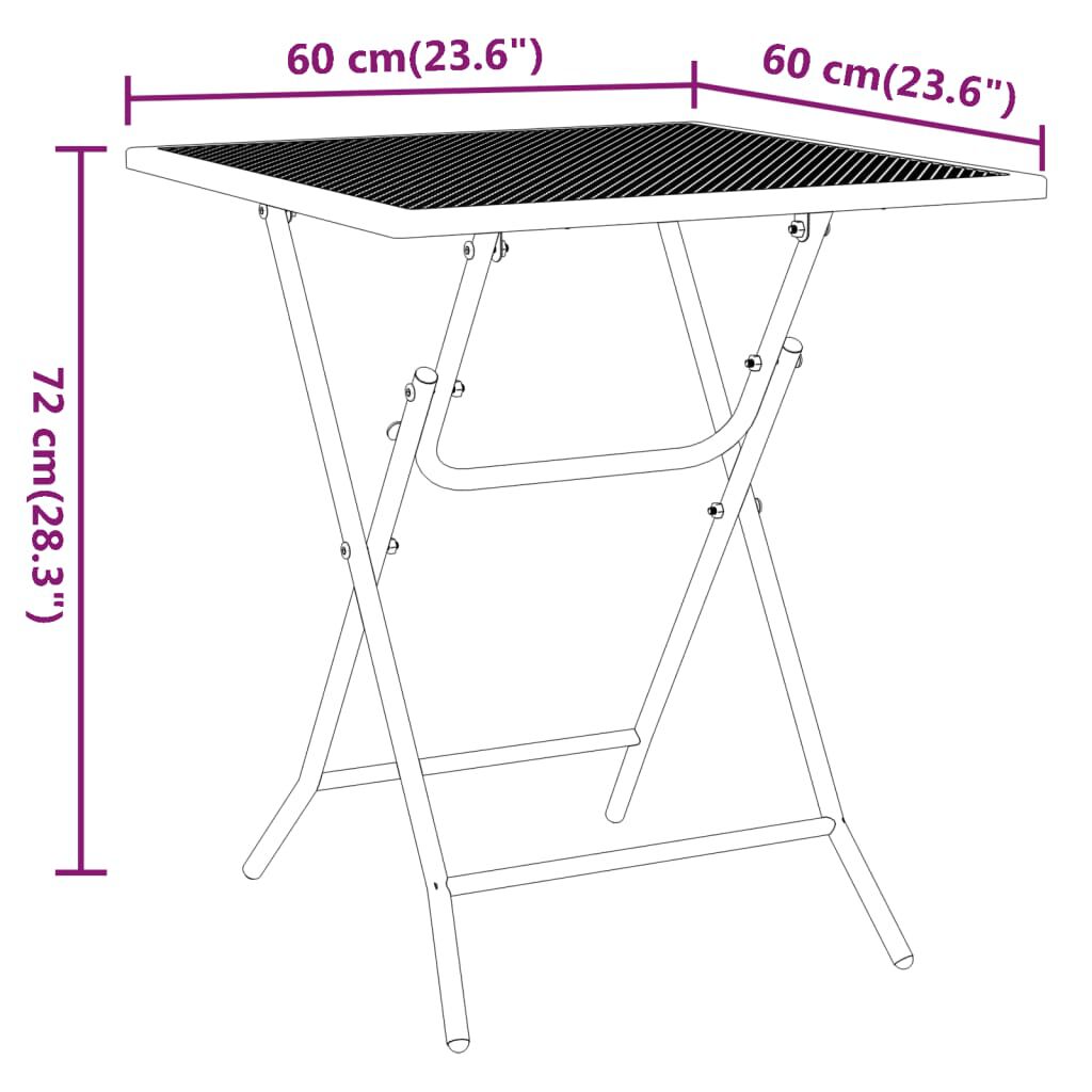 vidaXL Τραπέζι Κήπου Ανθρακί 60x60x72 εκ. από Εκτεταμένο Μεταλ. Πλέγμα