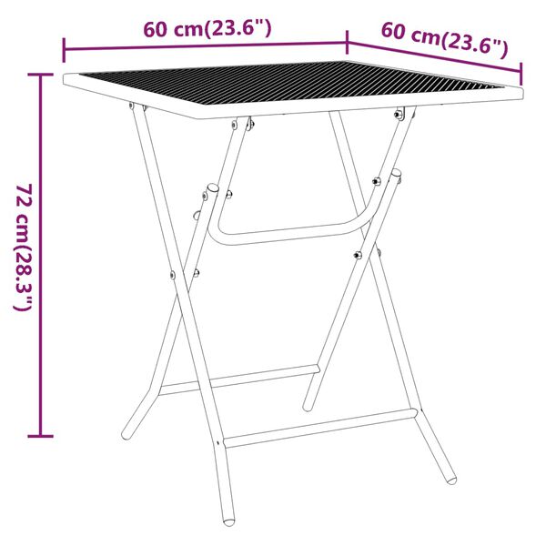 vidaXL Τραπέζι Κήπου Ανθρακί 60x60x72 εκ. από Εκτεταμένο Μεταλ. Πλέγμα