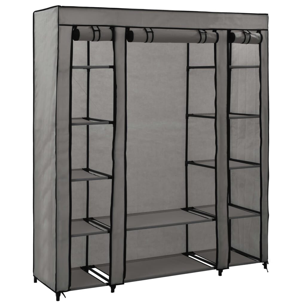 vidaXL Ντουλάπα με Ράφια / Σωλήνες Γκρι 150x45x176 εκ. Υφασμάτινη