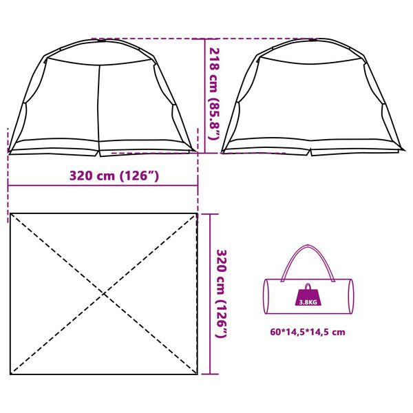 vidaXL Σκηνές Πράσινο της θάλασσας 320 x 320 x 218 εκ. Πολυεστέρας