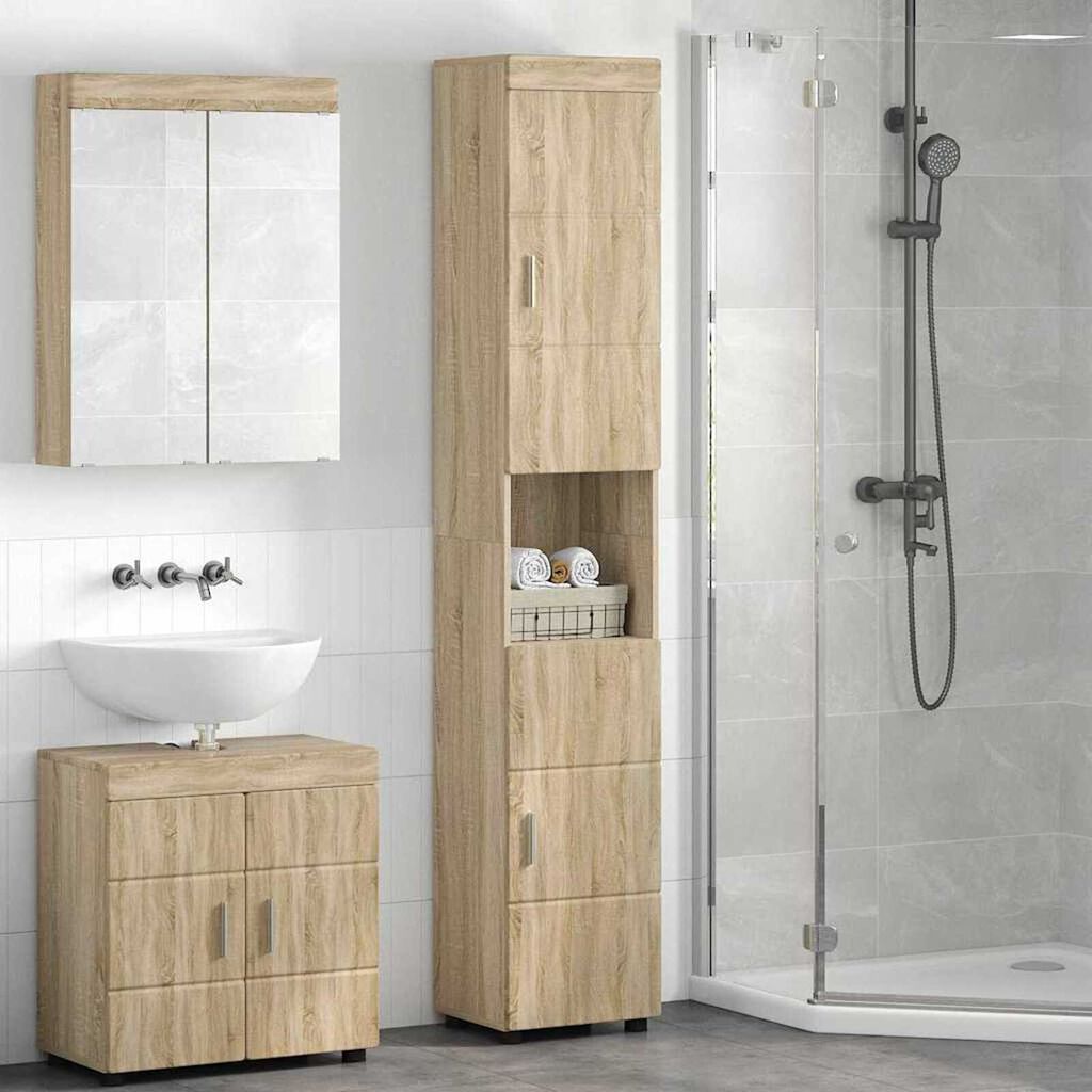 vidaXL Ντουλάπι Μπάνιου με αποθήκευση Sonoma Δρυς 37 x 31.5 x 203 εκ