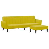 vidaXL Καναπές Κρεβάτι Διθέσιος με Υποπόδιο Κίτρινος Βελούδινος