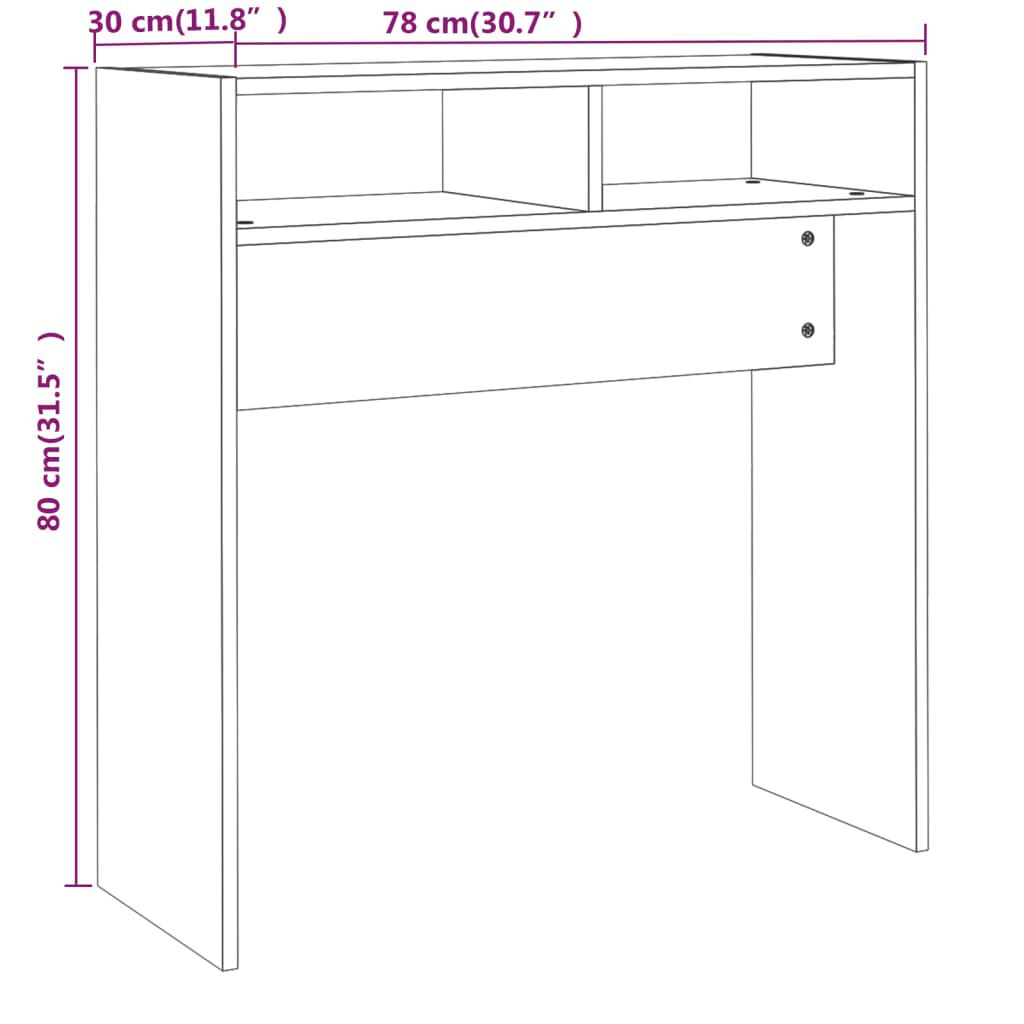 vidaXL Τραπέζι Κονσόλα Γκρι Sonoma 78 x 30 x 80 εκ. Επεξεργασμένο Ξύλο