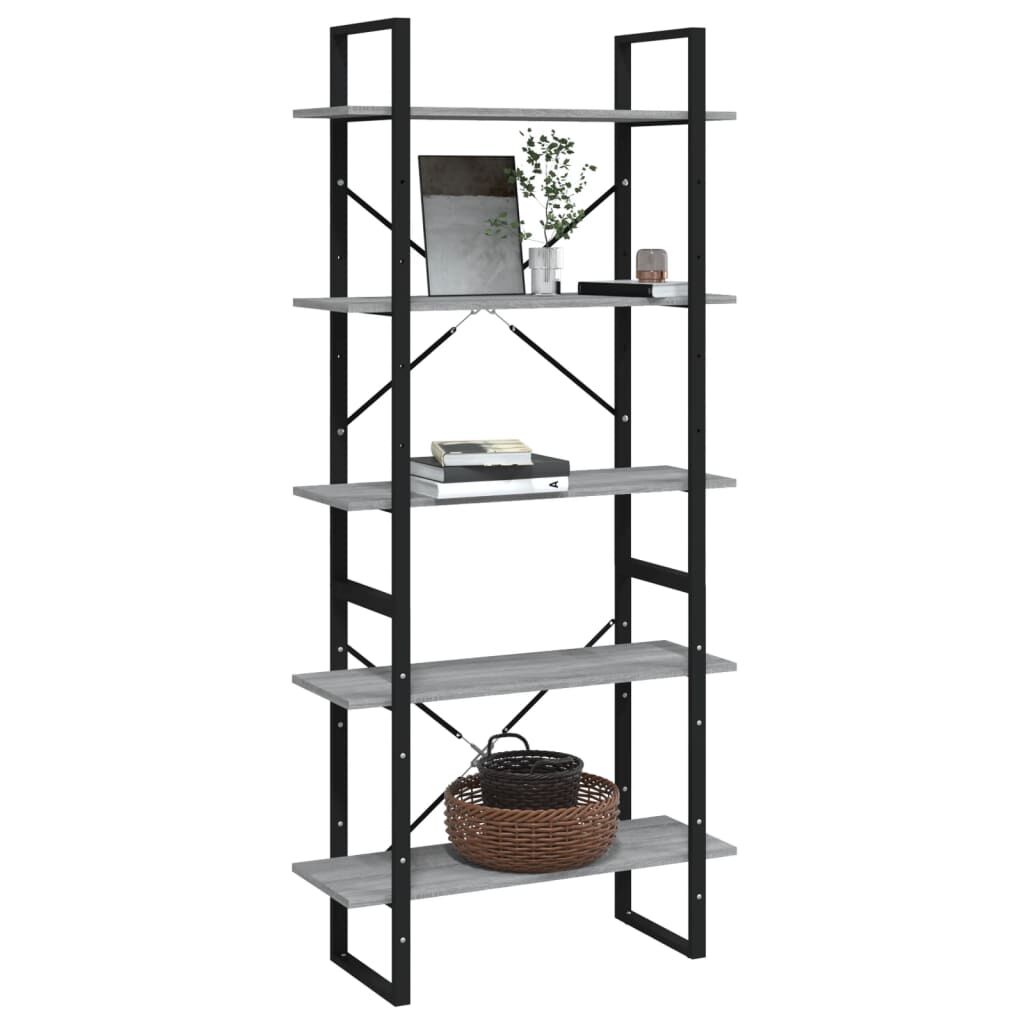 vidaXL Βιβλιοθήκη με 5 Ράφια Γκρι Sonoma 80x30x175 εκ. Επεξεργ. Ξύλο