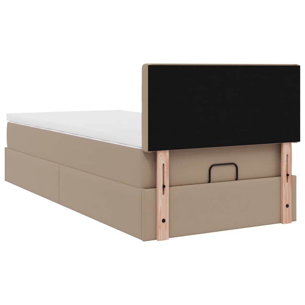 vidaXL Οθωμανικό κρεβάτι με στρώμα Cappucino 100x200cm Faux Leather